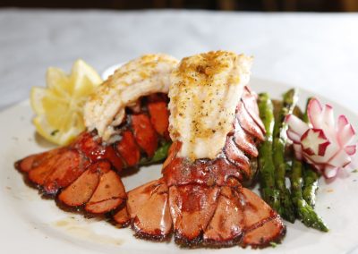 Lobster tails, asparagus.