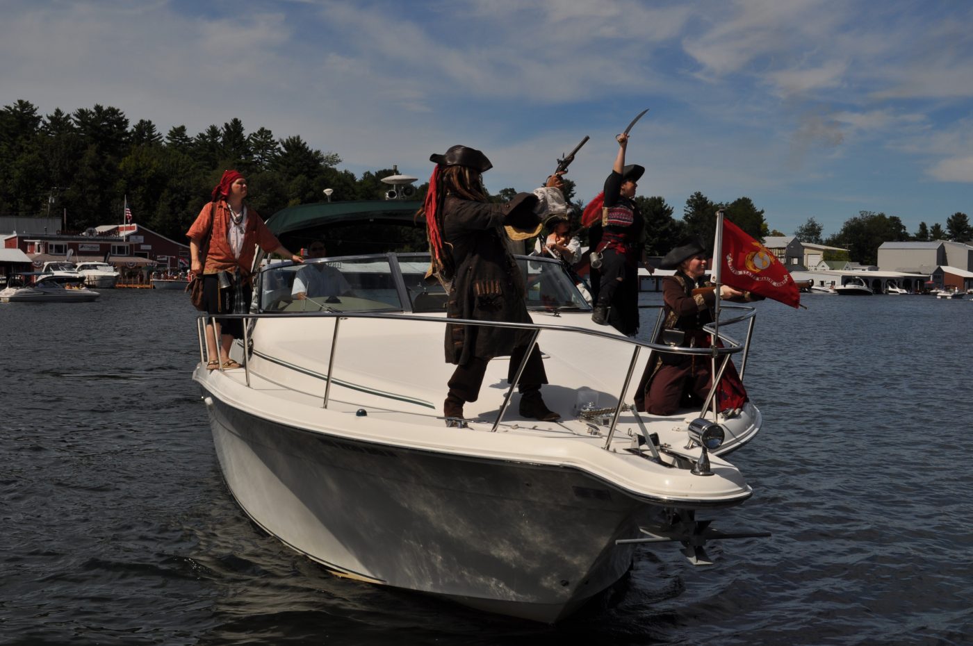 Pirates on a speedboat.