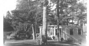 An old time image of some of the first cabins that were built at NASWA Resort.